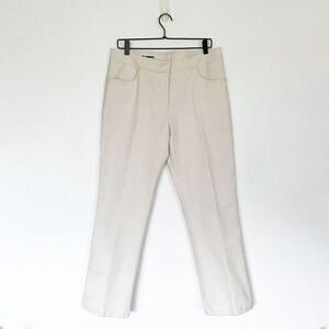 Jil Sander Women’s Cream Pleat Front Scoop Pocket Straight Leg Pant